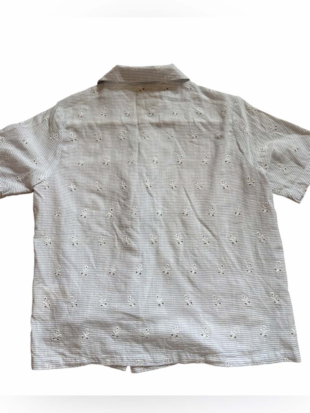 Rachel Ashwell Cotton Light Blue Striped Eyelet Pajama Set - Picture 6 of 8